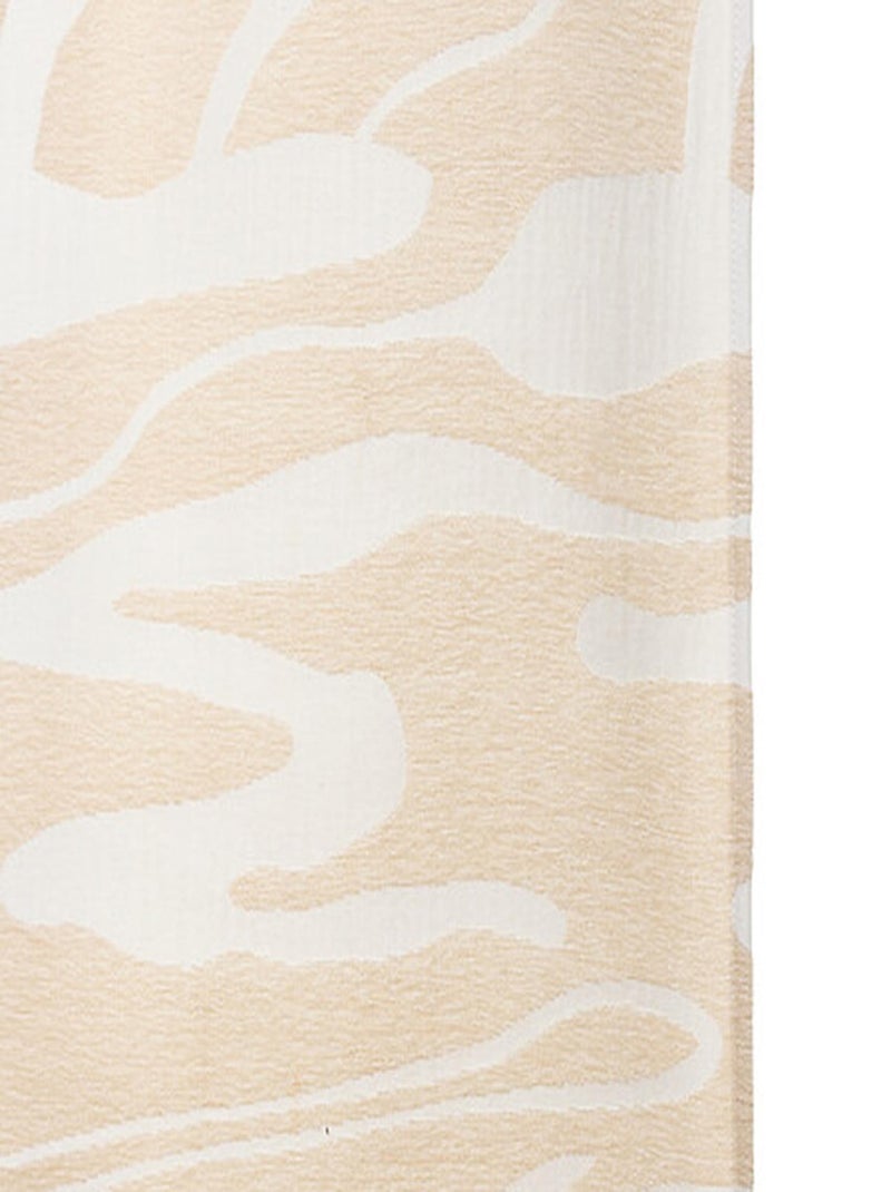 Cortina con ojales de jacquard chenille con efecto de ondas abstractas Beige claro - Kiabi