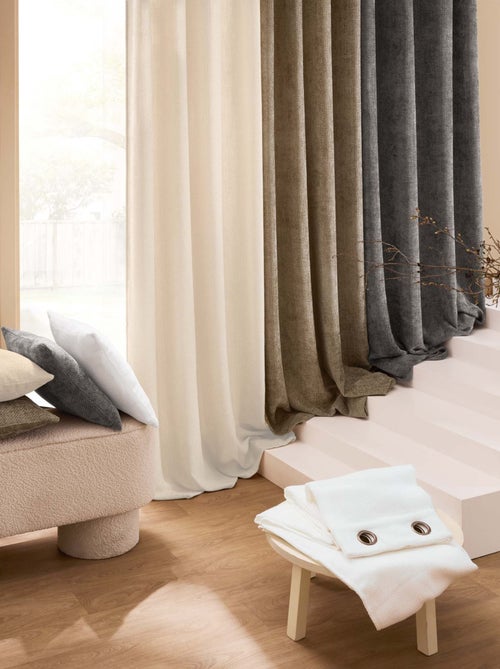 Cortina con ojales de terciopelo chenilla - Kiabi