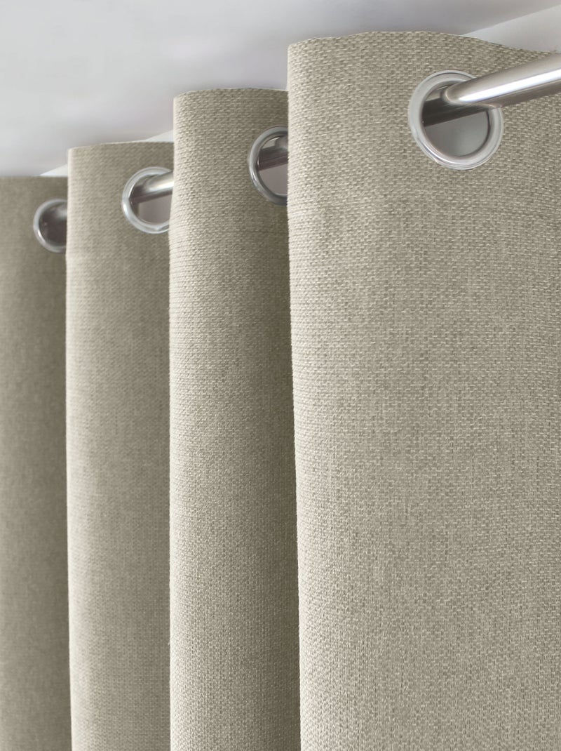 Cortina con ojales de terciopelo chenilla Madera natural - Kiabi