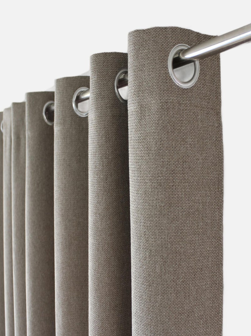Cortina con ojales de terciopelo chenilla Taupe - Kiabi