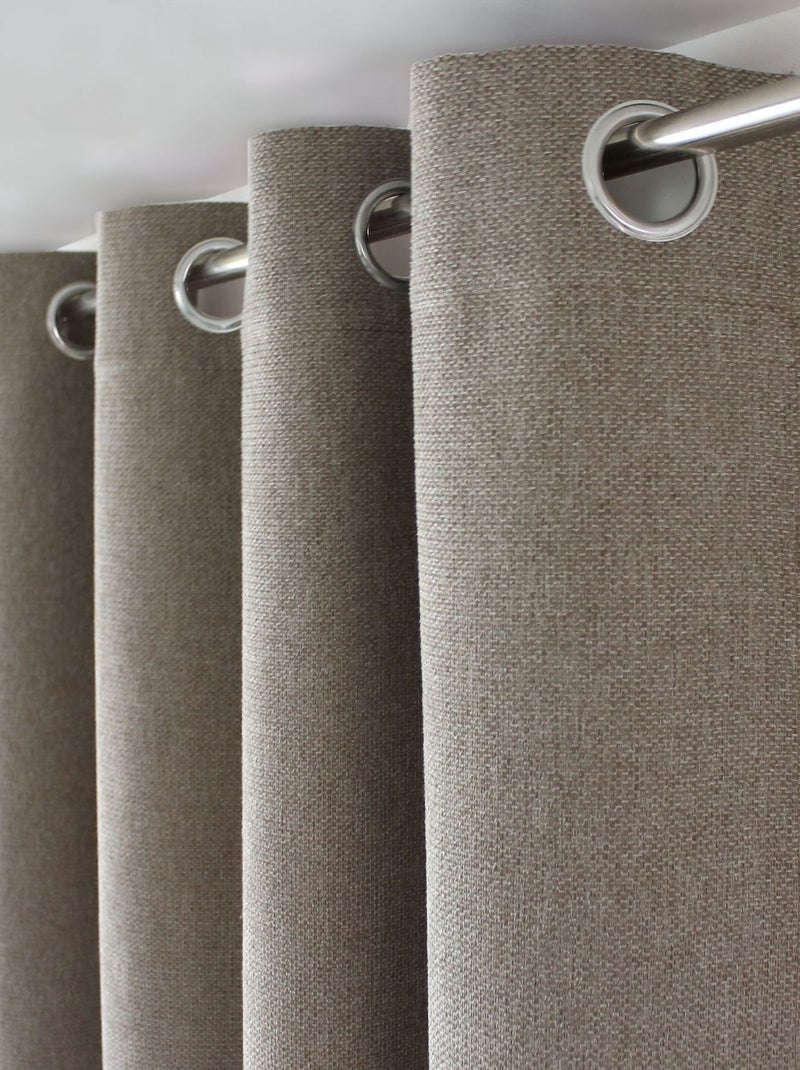 Cortina con ojales de terciopelo chenilla Taupe - Kiabi