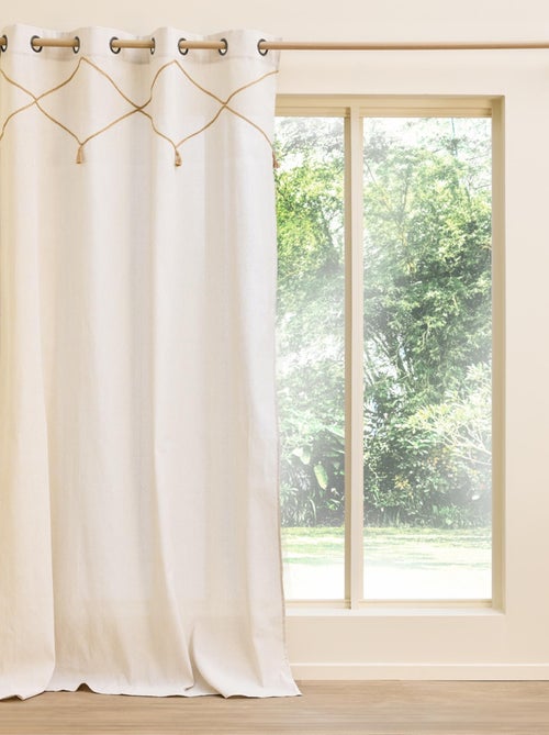 Cortina con ojales de yute con borlas - Kiabi