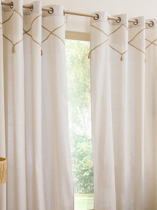 Cortina con ojales de yute con borlas - Kiabi