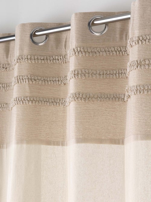 Cortina con ojales en policotón con banda bordada - Kiabi