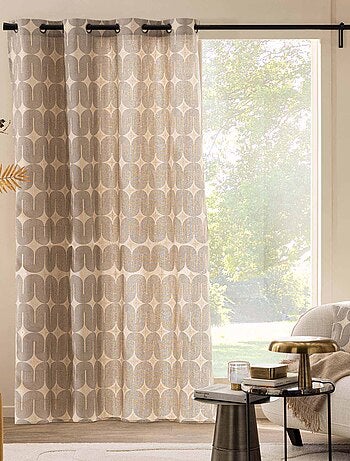 Cortina con ojales en policotón con diseño metalizado