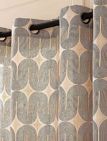 Cortina con ojales en policotón con diseño metalizado