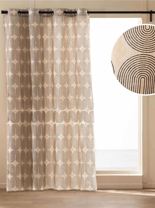 Cortina con ojales en policotón con diseño metalizado - Kiabi