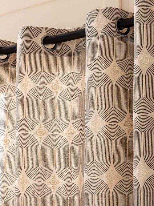 Cortina con ojales en policotón con diseño metalizado - Kiabi