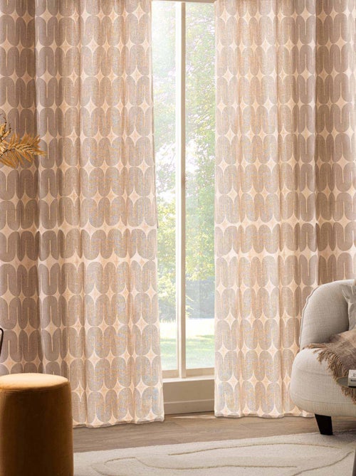 Cortina con ojales en policotón con diseño metalizado - Kiabi