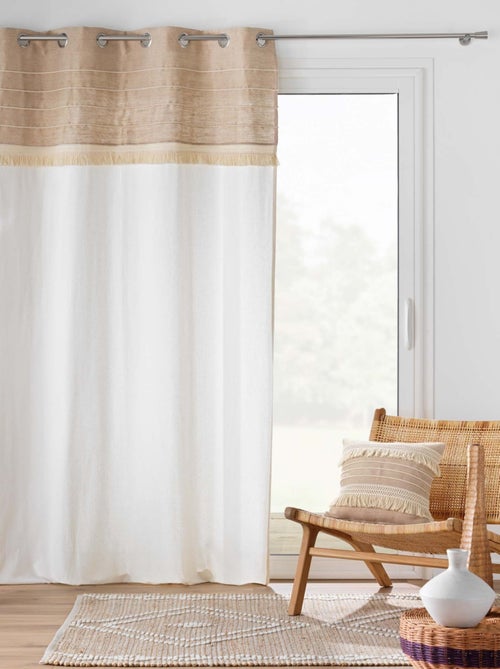 Cortina con ojales en policotón y yute con banda estructurada - Kiabi