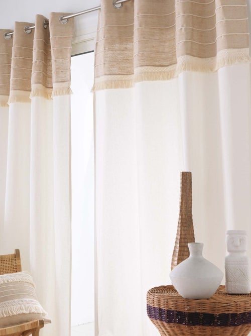 Cortina con ojales en policotón y yute con banda estructurada - Kiabi