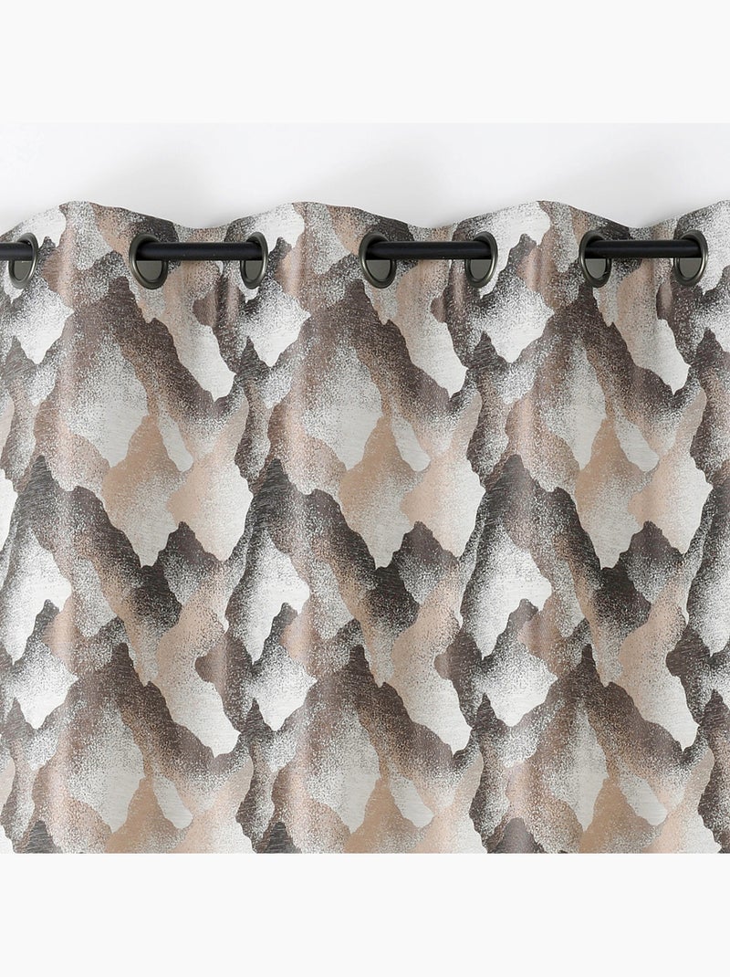 Cortina con ojales jacquard con motivo mineral Beige - Kiabi