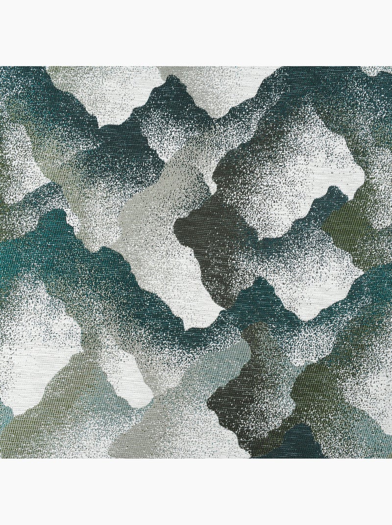 Cortina con ojales jacquard con motivo mineral Verde esmeralda - Kiabi