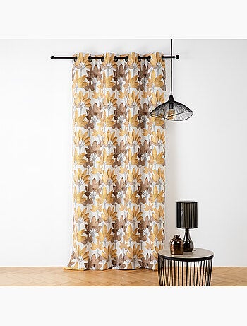 Cortina con ojales jacquard con motivo vegetal
