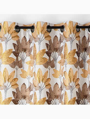 Cortina con ojales jacquard con motivo vegetal