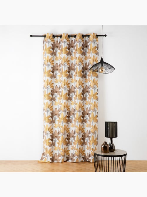 Cortina con ojales jacquard con motivo vegetal - Kiabi