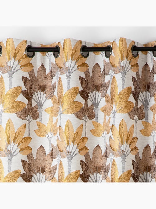 Cortina con ojales jacquard con motivo vegetal - Kiabi