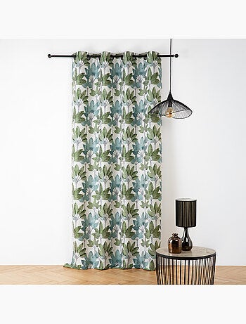 Cortina con ojales jacquard con motivo vegetal