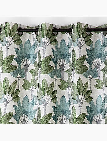 Cortina con ojales jacquard con motivo vegetal
