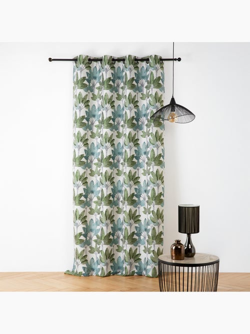 Cortina con ojales jacquard con motivo vegetal - Kiabi