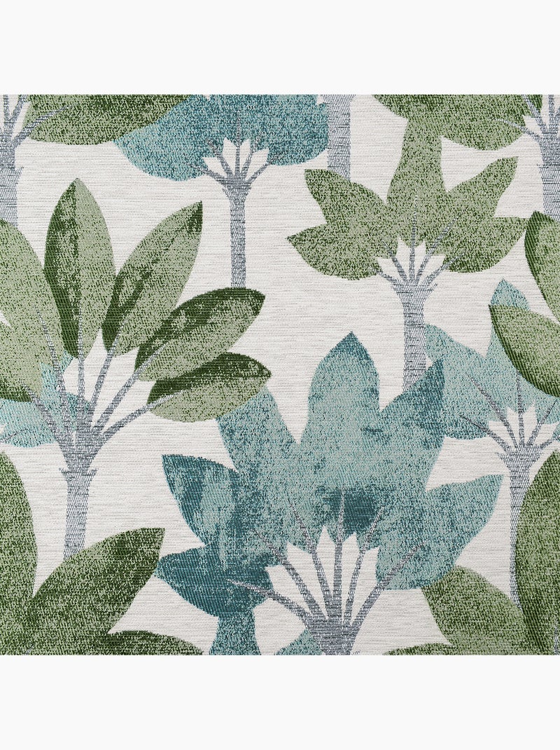 Cortina con ojales jacquard con motivo vegetal Verde - Kiabi