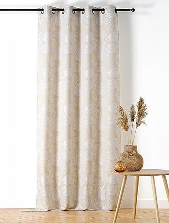 Cortina con Ojales Motivo de Hojas con Relieve