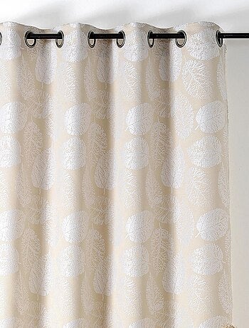 Cortina con Ojales Motivo de Hojas con Relieve