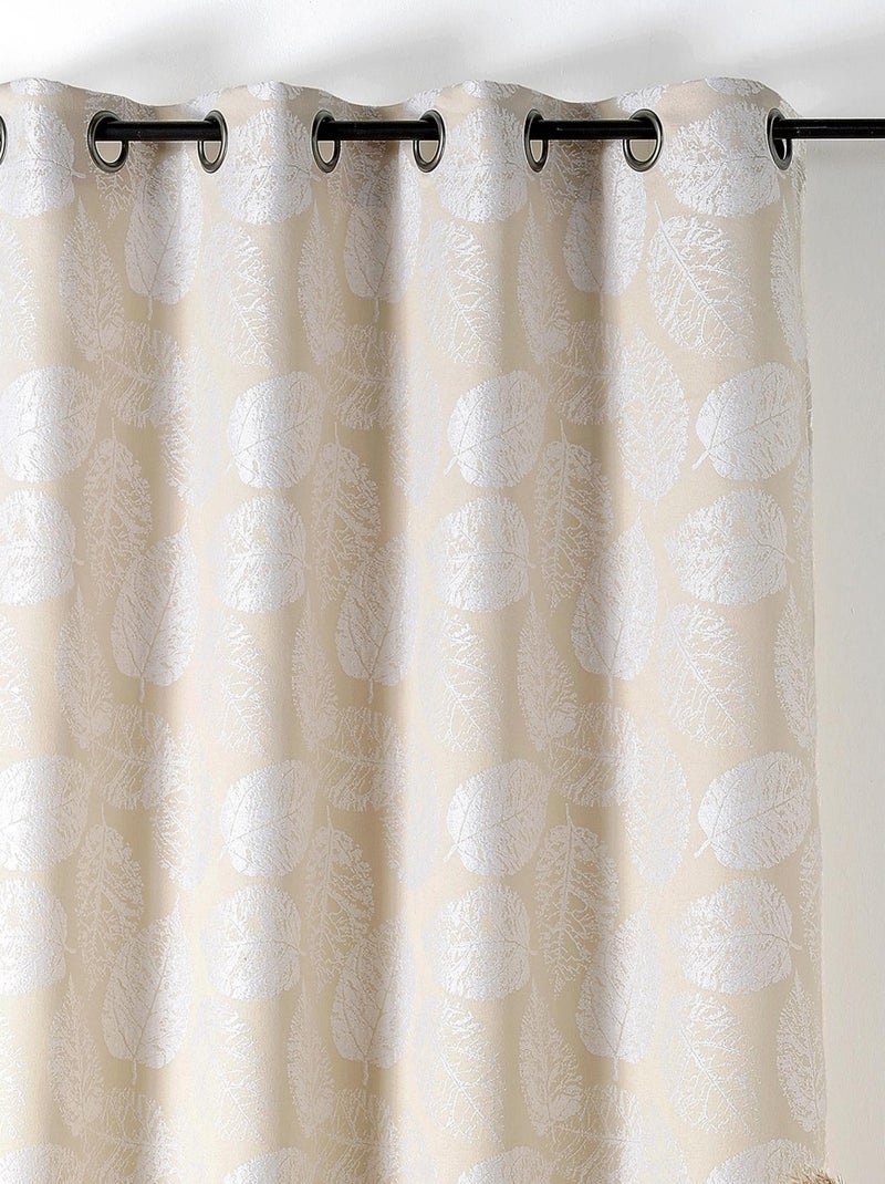 Cortina con Ojales Motivo de Hojas con Relieve Blanco - Kiabi