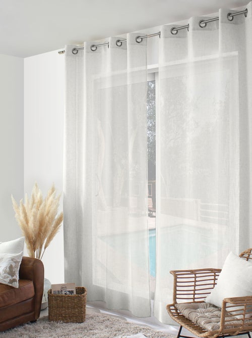 Cortina con ojales natural efecto lino - Kiabi