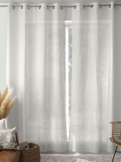 Cortina con ojales natural efecto lino - Kiabi