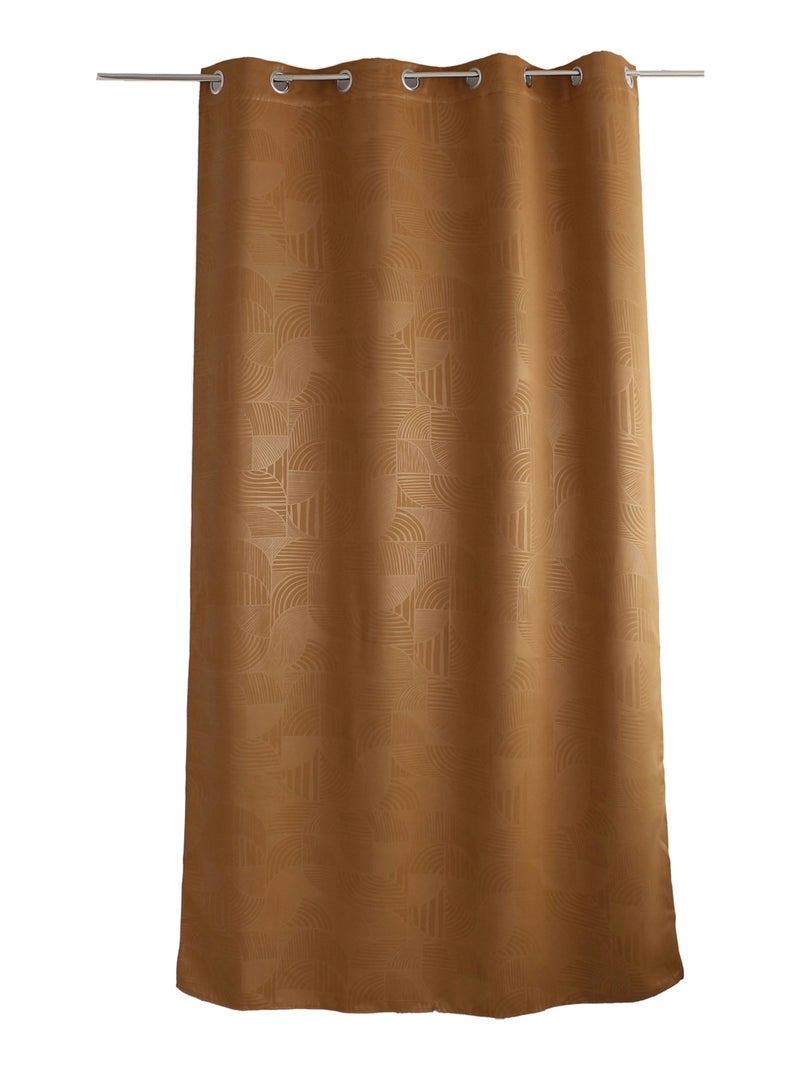 Cortina con ojales opaca estampada geométrica Marrón tabaco - Kiabi