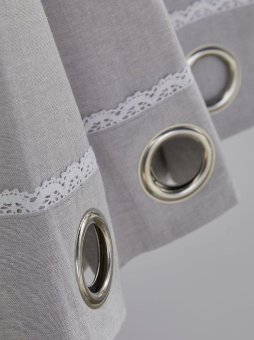 Cortina con ojales romántica con encaje - Kiabi