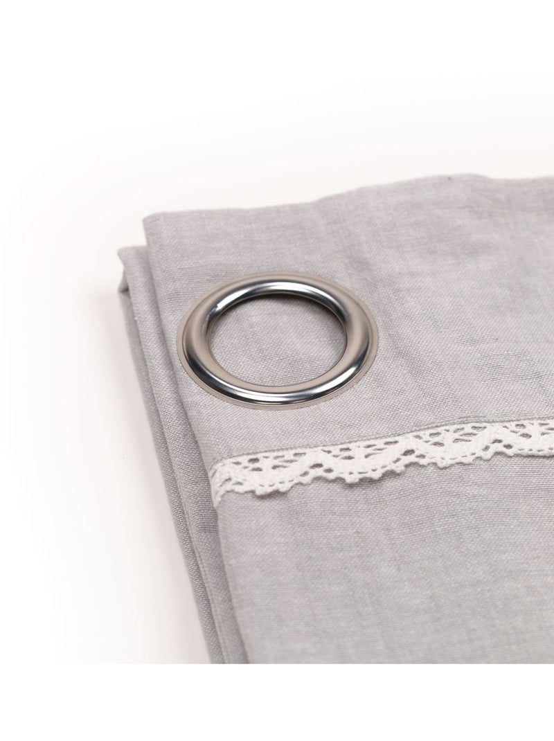 Cortina con ojales romántica con encaje Gris claro - Kiabi