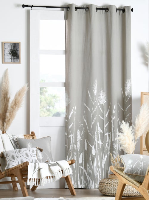 Cortina con ojales tamizadora con motivo de pampa - Kiabi