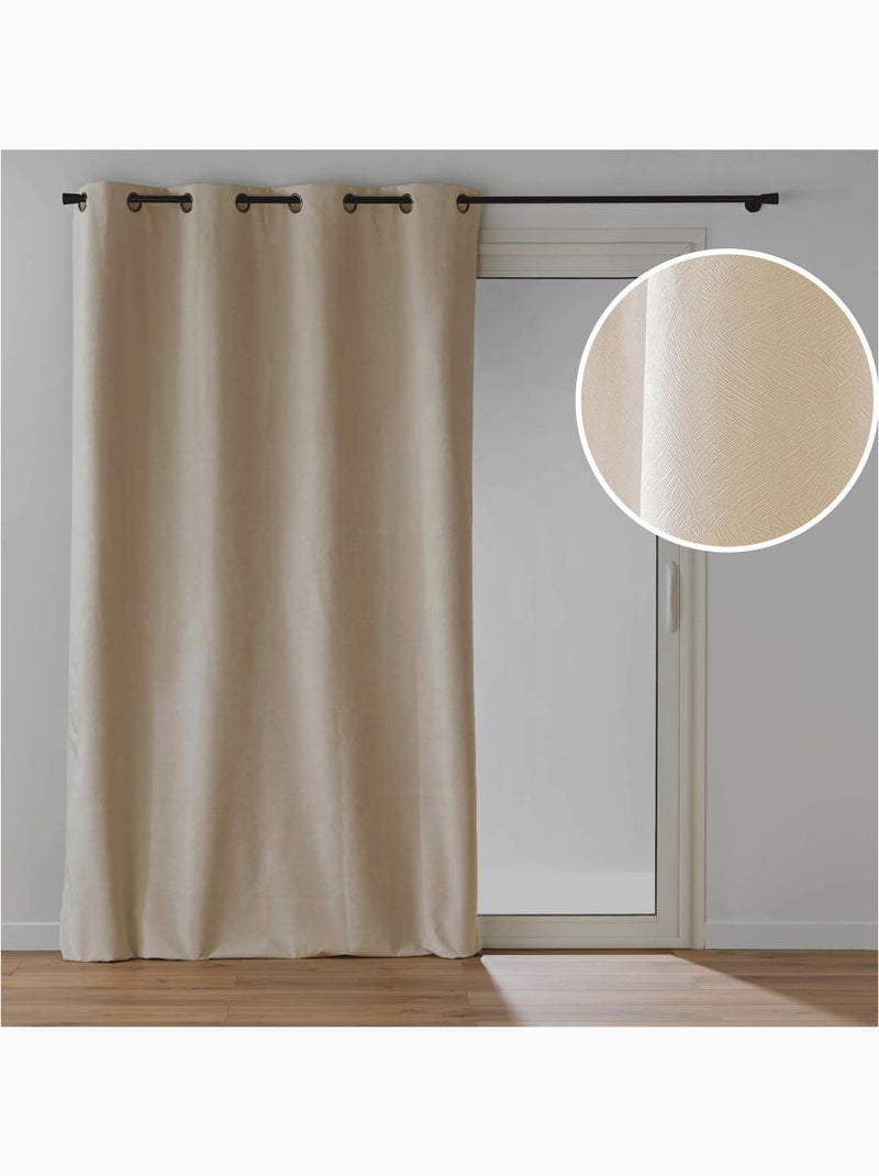 Cortina con ojales – terciopelo texturizado – 100 % opaca - léonie Beige natural - Kiabi