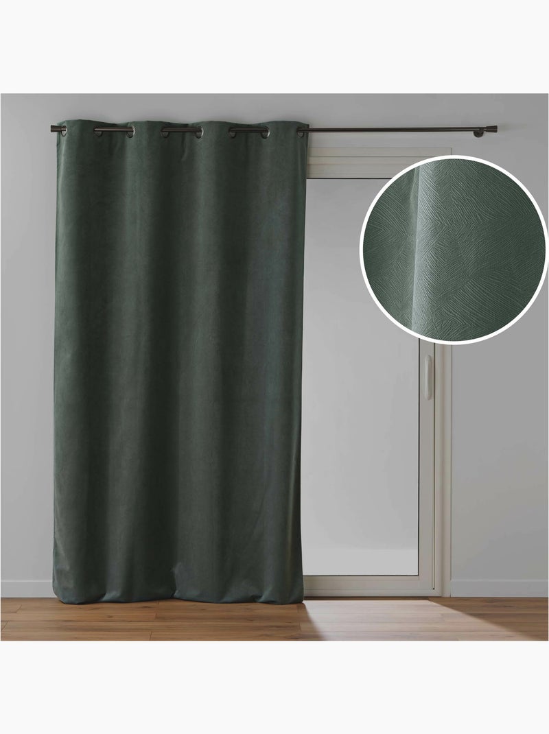 Cortina con ojales – terciopelo texturizado – 100 % opaca - léonie Verde - Kiabi