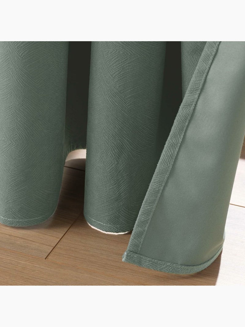 Cortina con ojales – terciopelo texturizado – 100 % opaca - léonie Verde - Kiabi