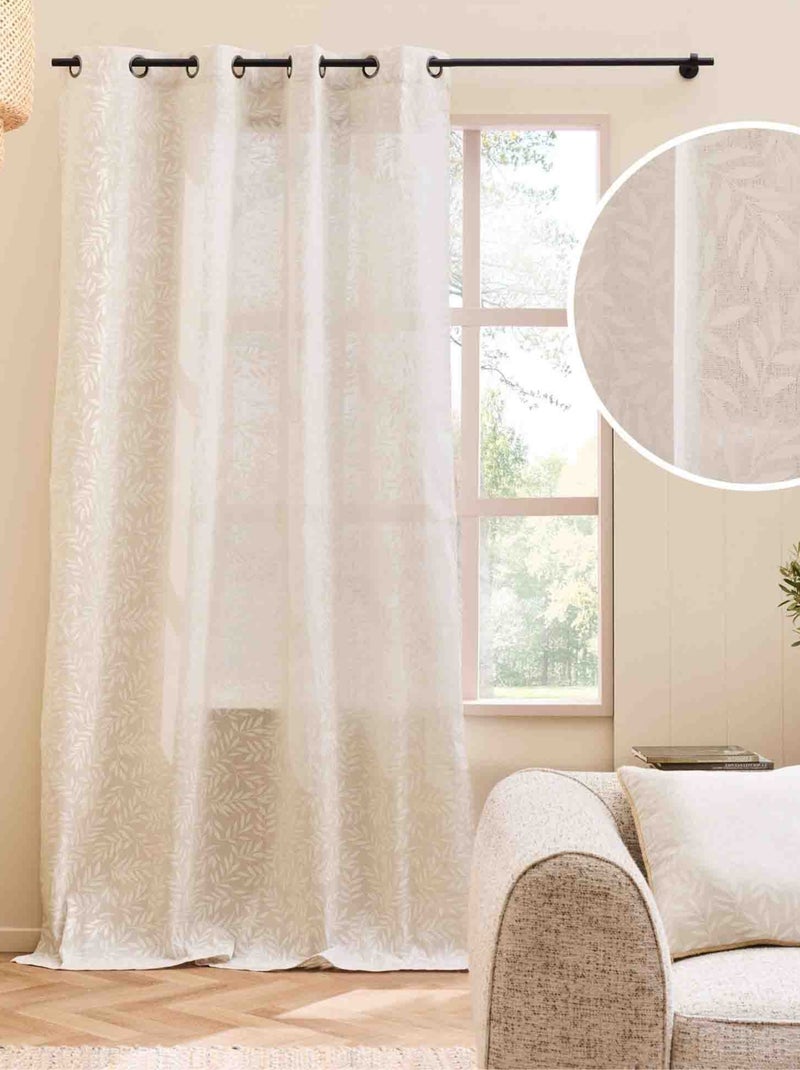 Cortina con ojales y estampado de follaje Madera natural - Kiabi