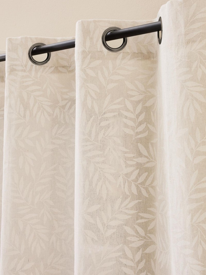 Cortina con ojales y estampado de follaje Madera natural - Kiabi