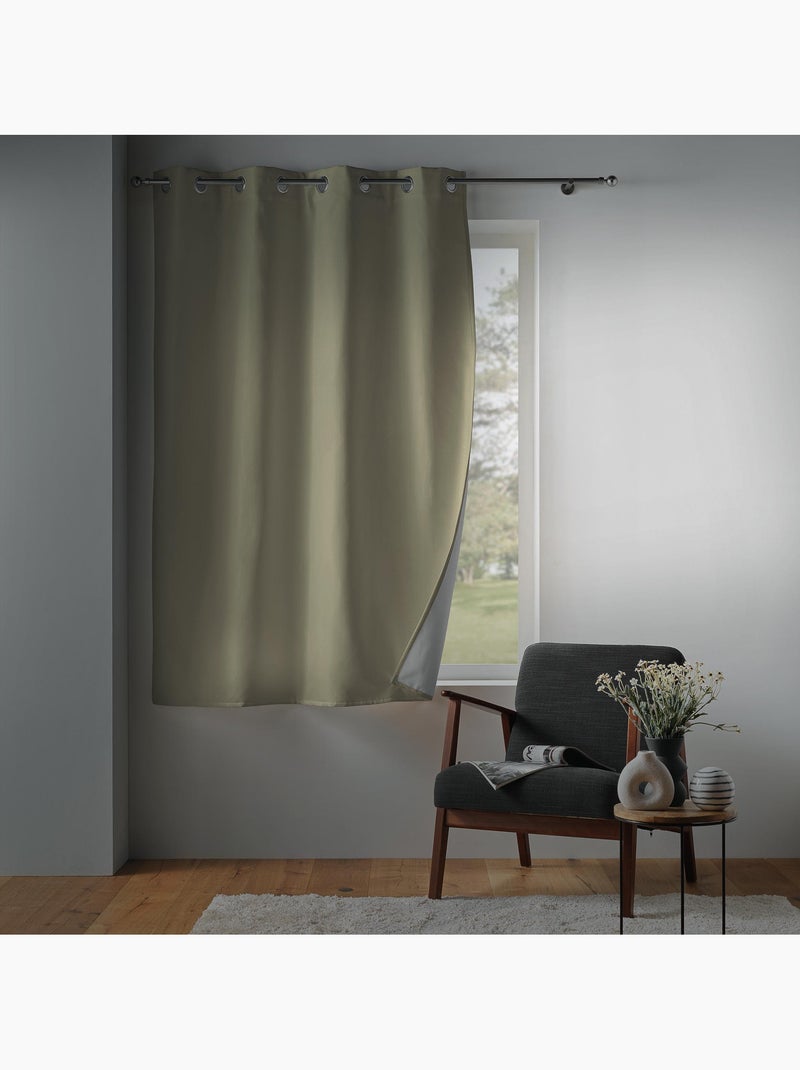 Cortina con Ojetes Aislante Beige claro - Kiabi