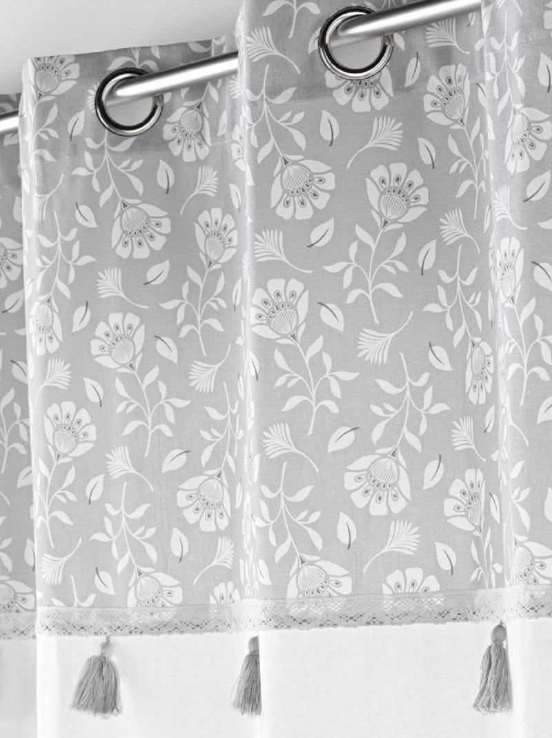 Cortina con Ojetes Flavie Flores Gris - Kiabi