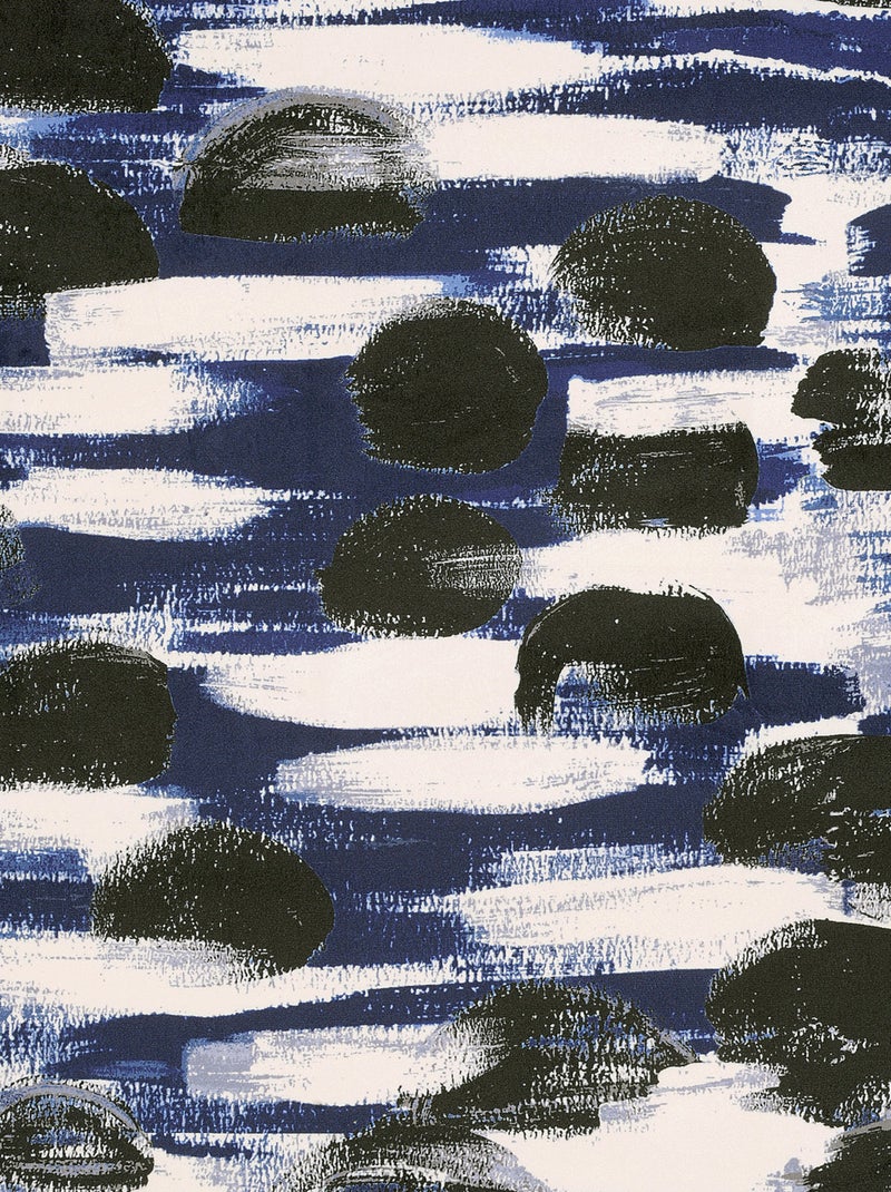 Cortina con Ojetes Paisaje Abstracto Azul real - Kiabi