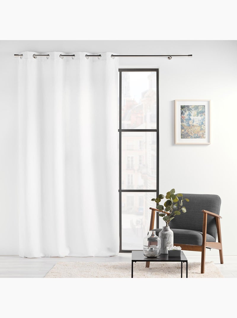 Cortina con Ojetes Verra Terciopelo Relieve Blanco - Kiabi