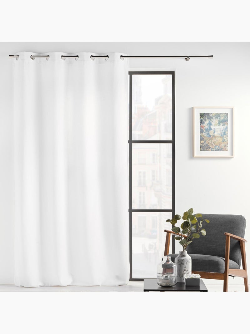 Cortina con Ojetes Verra Terciopelo Relieve Blanco - Kiabi