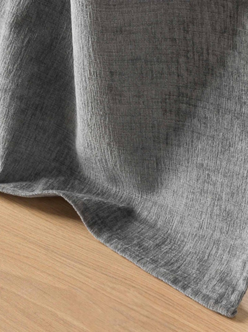 Cortina con Ojetes Verra Terciopelo Relieve Gris - Kiabi