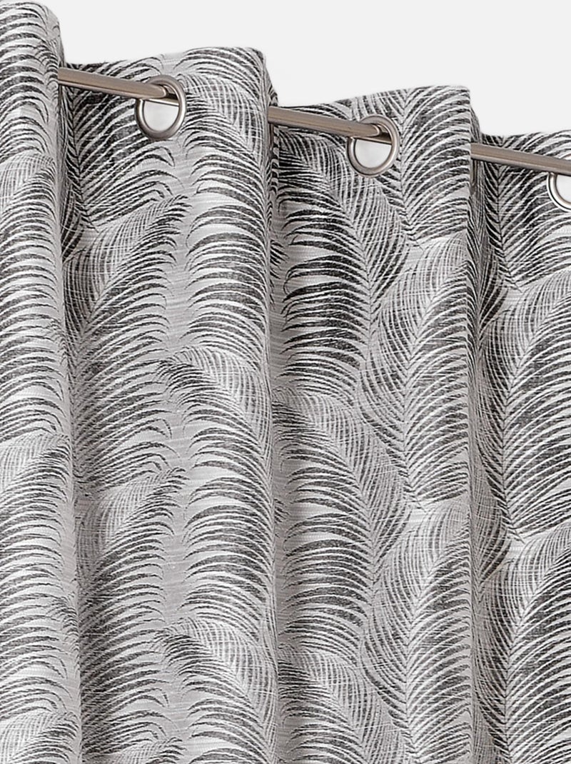 Cortina con ollaos motivos palmas Gris antracita - Kiabi