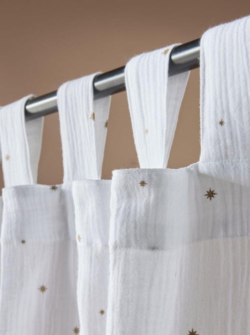 Cortina con pasantes estrellas en gasa de algodón - Kiabi