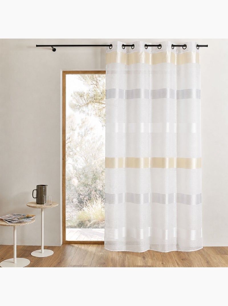 Cortina con rayas horizontales tricolores Marfil - Kiabi