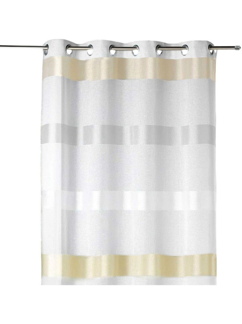 Cortina con rayas horizontales tricolores Marfil - Kiabi