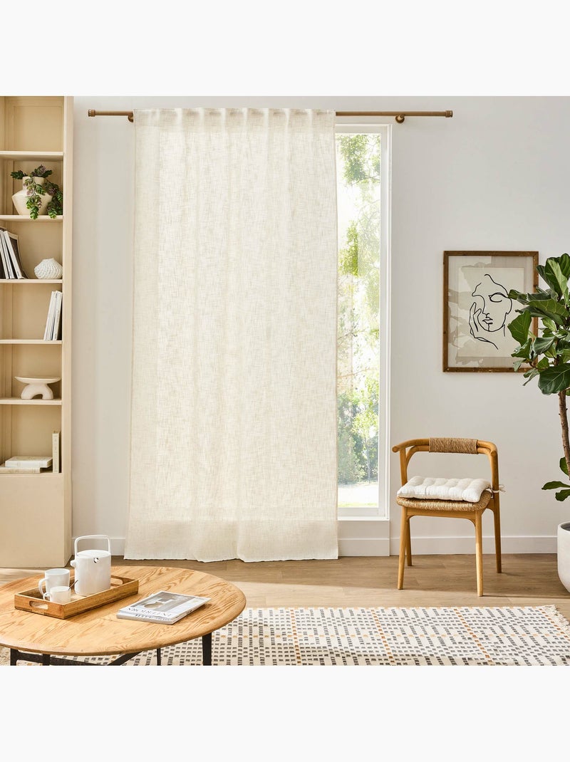Cortina con trabillas ocultas 140 x 260 cm efecto lino tejido igor Beige natural - Kiabi